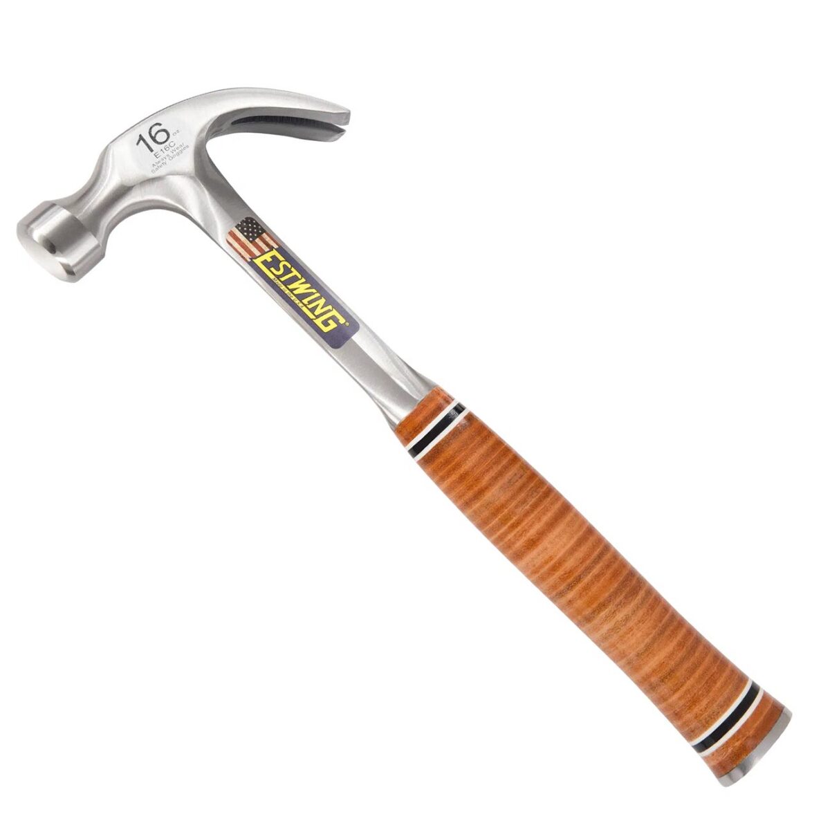 estwing – estwing 16 oz. smooth face curved claw hammer leather grip
