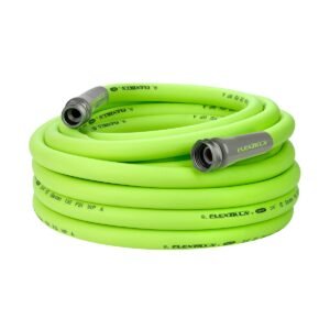 Flexible green garden hose for outdoor watering and gardening tasks. Durable, lightweight, and easy.