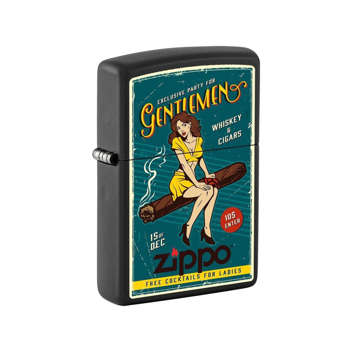 zippo 218cigargirl windproof lighter cigar pin up girl black matte