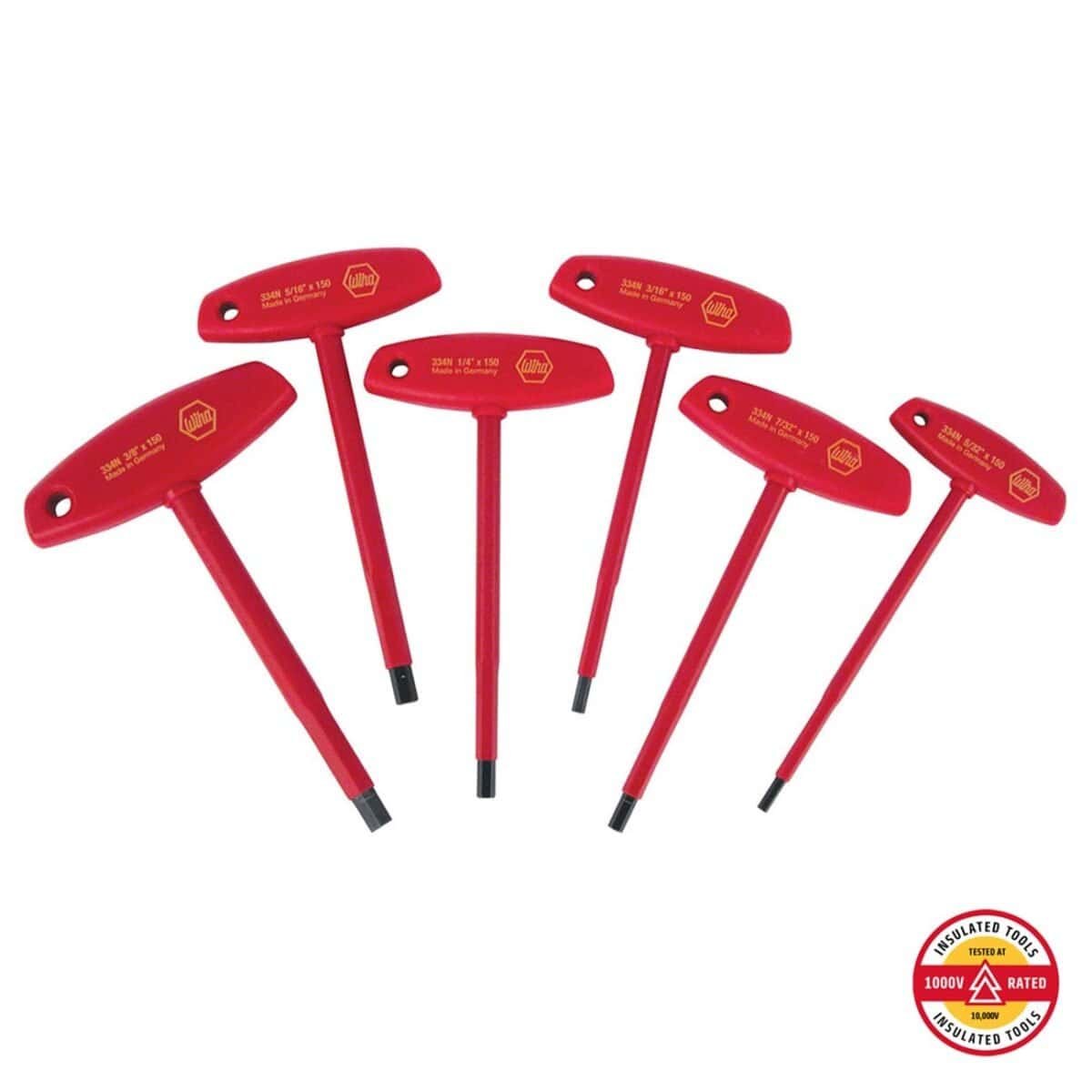 wiha – wiha insulated t handle hex sae set (6 piece set)