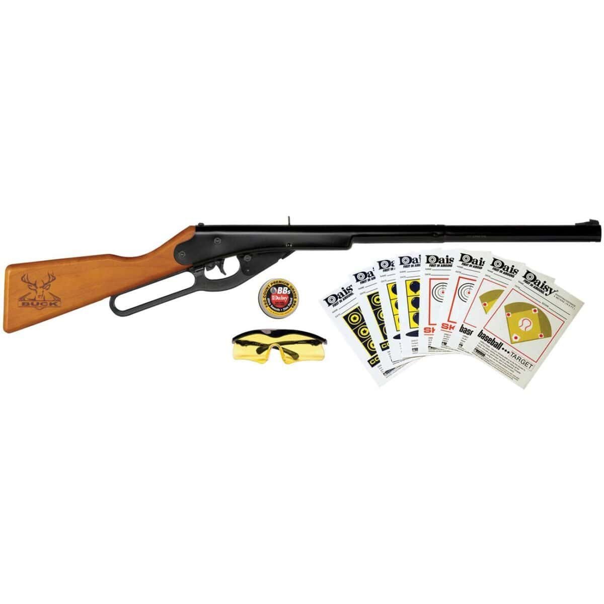 daisy – daisy buck 4105 lever action spring air bb rifle with shooting kit
