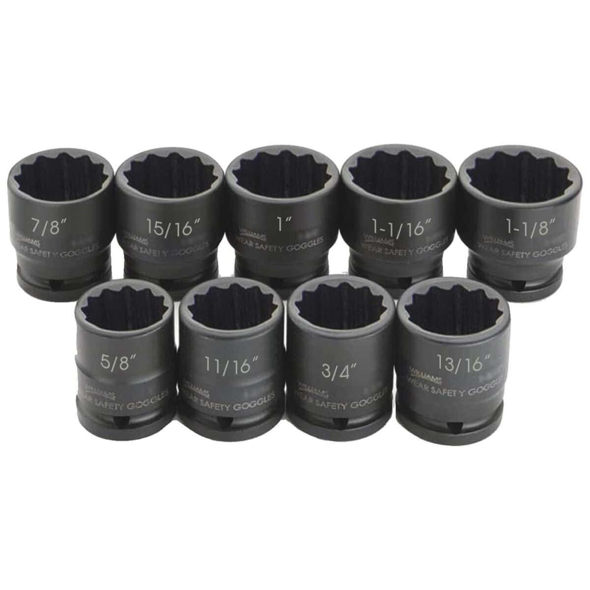 williams 3/4" drive shallow skirt impact sae socket set 12 point (9 piece)