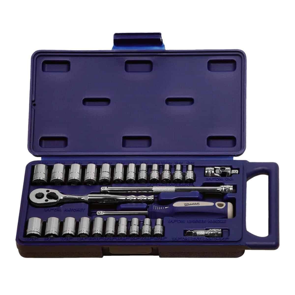 williams – 1/4" drive metric/sae 6 point socket set (27 piece)
